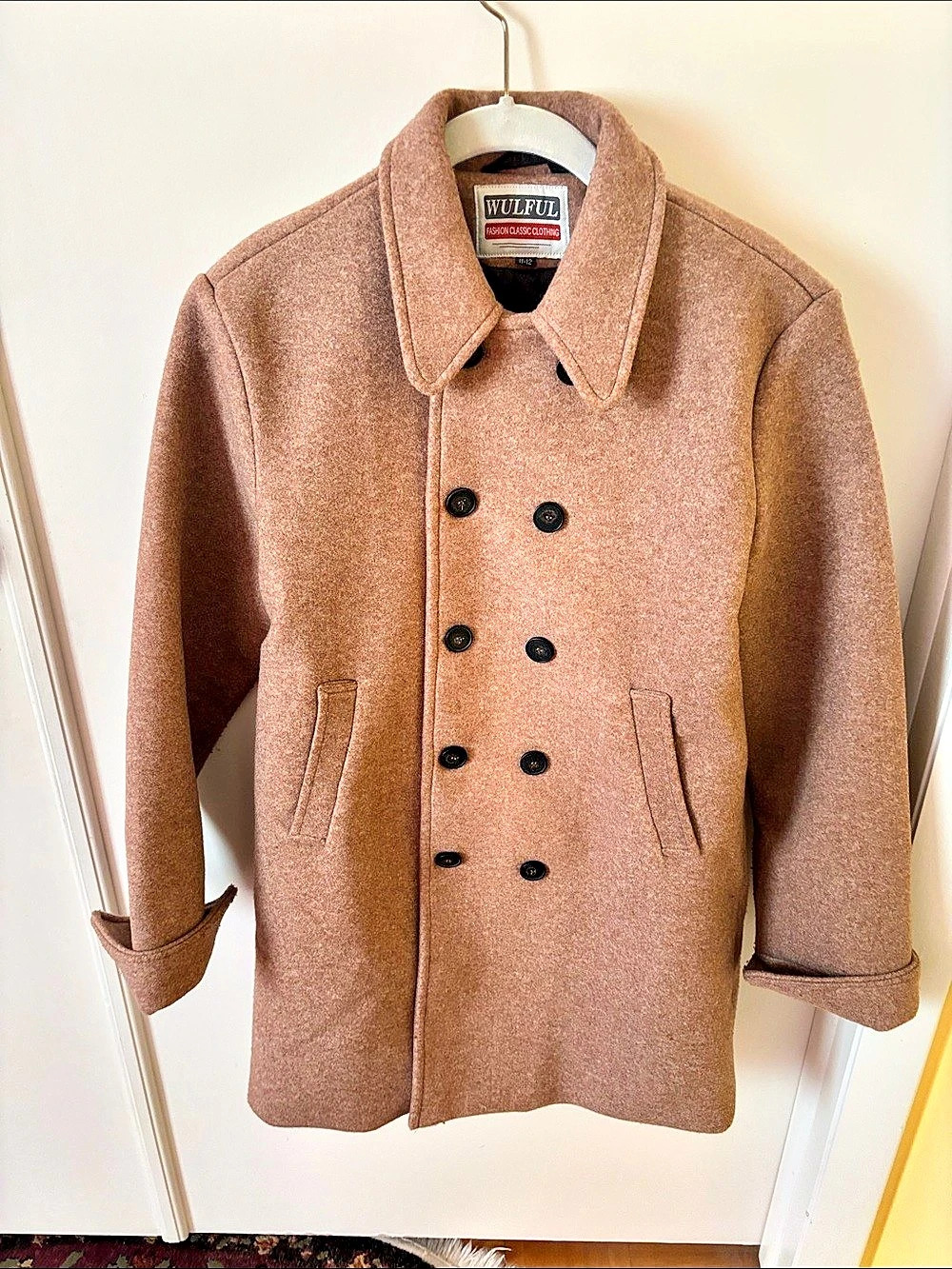 WULFUL Pea Coat in Brown Girls 11-12 Like New